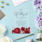 Romantische Valentijnse rode rozen boogbruiloft Acryl Uitnodigingen (Insitu (Huwelijk))