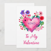 Romantische Valentijnshart Platte Vakantiekaart Feestdagenkaart (Voorkant / Achterkant)