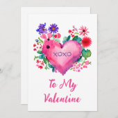 Romantische Valentijnskaart met platte afbeelding Feestdagenkaart (Voorkant / Achterkant)