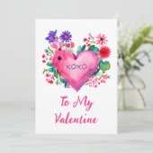 Romantische Valentijnskaart met platte afbeelding Feestdagenkaart (Staand voorkant)