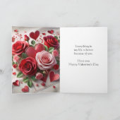 Romantische Valentijnskaart met rode roos Feestdagen Kaart (Binnen)