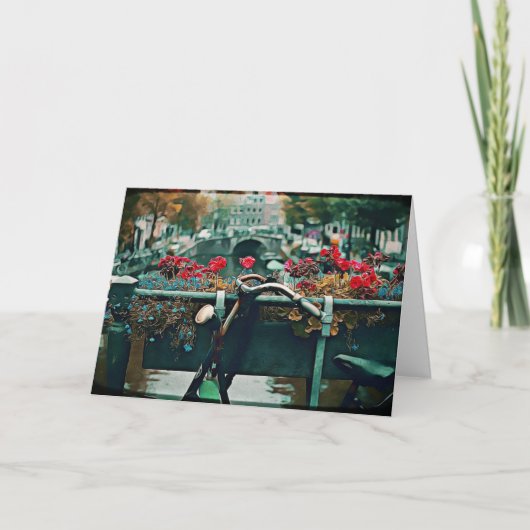 Romantische Valentijnskaart met vintage-fiets Kaart (Voorkant)