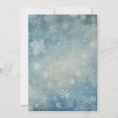 Romantische Vallende Sneeuw Blauw & Wit Bruiloft Kaart (Achterkant)