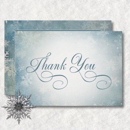 Romantische Vallende Sneeuw Blauw Wit Huwelijksrec Bedankkaart