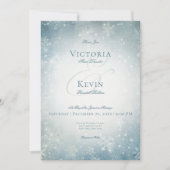 Romantische Vallende Sneeuw Blauw & Wit Sparkle Kaart (Voorkant)