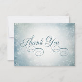 Romantische Vallende Sneeuw Blauw Wit Sparkle rece Bedankkaart (Voorkant)