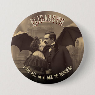 Romantische Vampier  Dracula Kissing Halloween Ronde Button 7,6 Cm