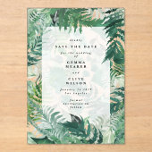 Romantische varens bladgroen Save the Date Acryl Uitnodigingen (Voorkant)