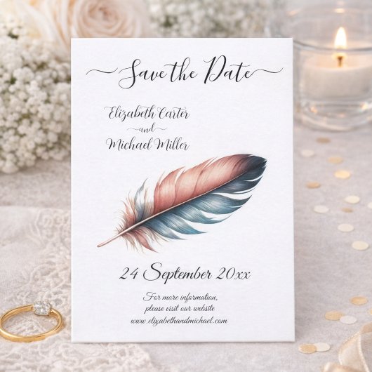 Romantische Veer Save the Date Boho Bruiloft