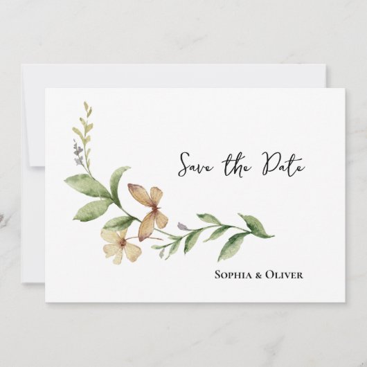 Romantische veld bloem bruiloft opslaan van de dat kaart (Voorkant)