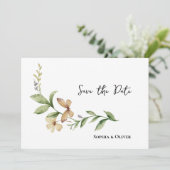 Romantische veld bloem bruiloft opslaan van de dat kaart (Staand voorkant)