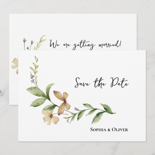 Romantische veld bloem bruiloft opslaan van de dat kaart (Voorkant / Achterkant)