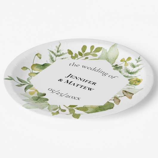 Romantische veld bloem bruiloft papieren bordje (Gekanteld)