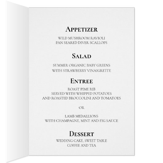 Romantische veld bloem gevouwen bruiloft menu (Binnen (Rechts))