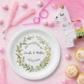 Romantische veld bloem krans bruiloft papieren bordje (Feest)