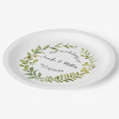 Romantische veld bloem krans bruiloft papieren bordje (Gekanteld)