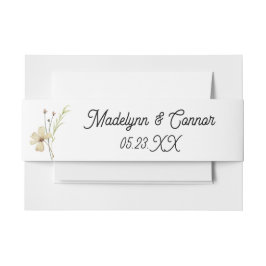 Romantische veld bloem minimalistische bruiloft uitnodigingen wikkel