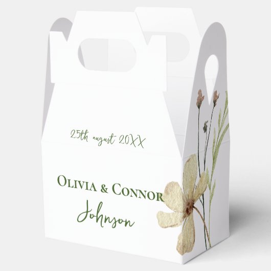 Romantische Veldbloem Bruiloft Kalligrafie Bedankdoosjes (Geopend)