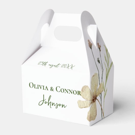 Romantische Veldbloem Bruiloft Kalligrafie Bedankdoosjes (Voorkant Zijde)
