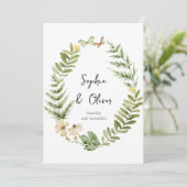 Romantische Veldbloem Vlinder Bruiloft Uitnodiging (Staand voorkant)