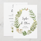 Romantische Veldbloem Vlinder Bruiloft Uitnodiging (Voorkant / Achterkant)