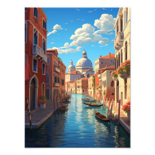 Romantische Venetië Canal Gondola #4 Foto Afdruk