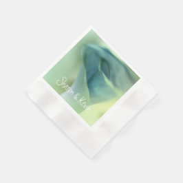 Romantische ventilator in blauwe tinten - bruiloft servetten