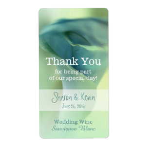 Romantische ventilator in Blue Tones Wedding Wine Etiket