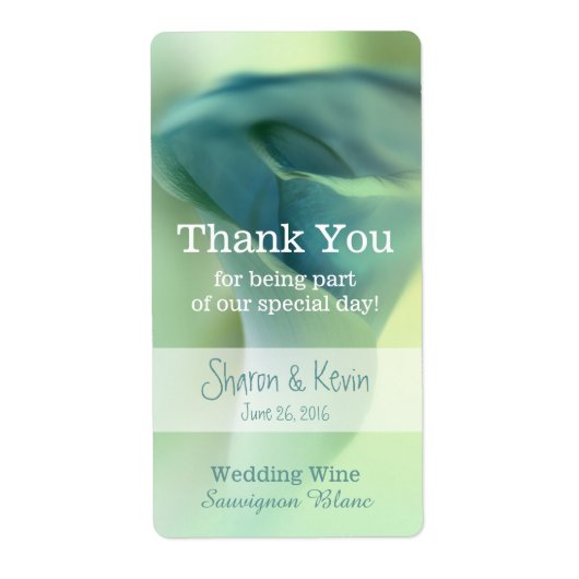 Romantische ventilator in Blue Tones Wedding Wine Etiket (Voorkant)
