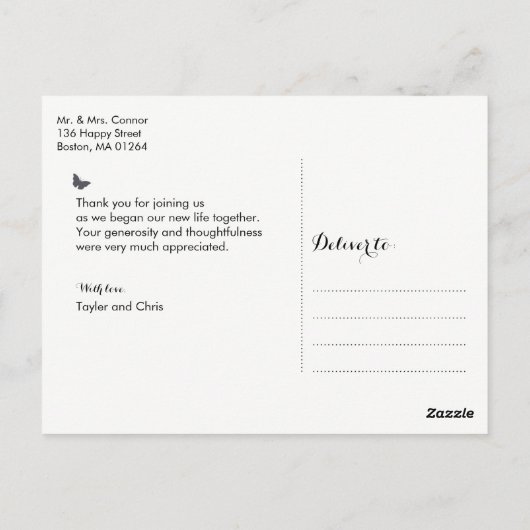 Romantische ventilatorgrens | Dank u wel Briefkaart (Achterkant)