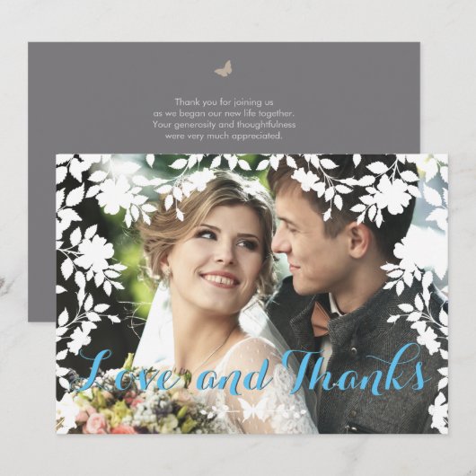 Romantische ventilatorgrens | Weddenschap Hartelij Bedankkaart (Voorkant / Achterkant)