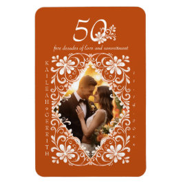 Romantische Verbrande Oranje 50 Jaar Jubileum Foto Magneet