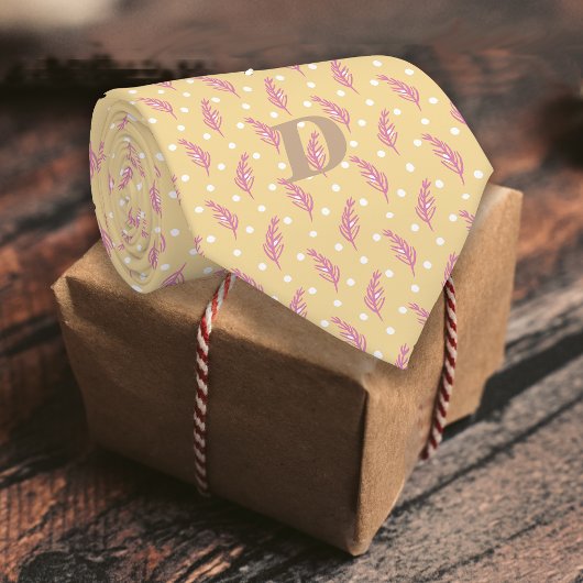 Romantische veren Buttercream Pink Monogram Stropdas