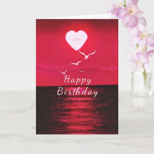 Romantische Verjaardag Kaart met Zonsondergang Lie (Orchidee)