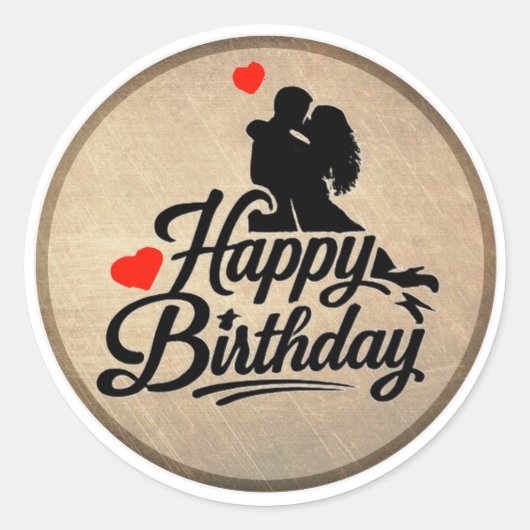 Romantische Verjaardag Ronde Sticker (Voorkant)
