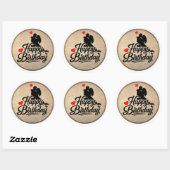 Romantische Verjaardag Ronde Sticker (Vel)