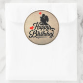 Romantische Verjaardag Ronde Sticker (Tas)