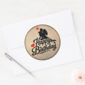 Romantische Verjaardag Ronde Sticker (Envelop)