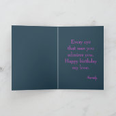 Romantische verjaardagswensen voor haar roze bloem kaart (Binnen)