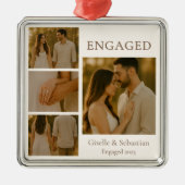 Romantische verloofde foto Verloving kerst Metalen Ornament (Voorkant)