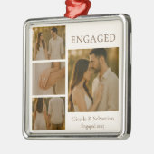 Romantische verloofde foto Verloving kerst Metalen Ornament (Links)
