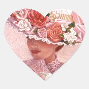 Romantische Victoriaans dame Hart Sticker