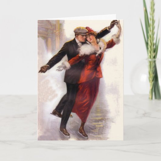 Romantische Victoriaans het Schaatsen van het Ijs Kaart (Voorkant)
