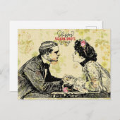 Romantische Victoriaans Paar Valentijnsdag Briefkaart (Voorkant / Achterkant)