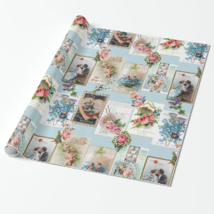 Romantische Victoriaans Valentijnen Cadeaupapier