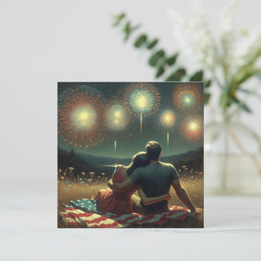 Romantische Vierde van juli Kaart (Staand voorkant)