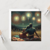 Romantische Vierde van juli Kaart (Voorkant / Achterkant in situ)