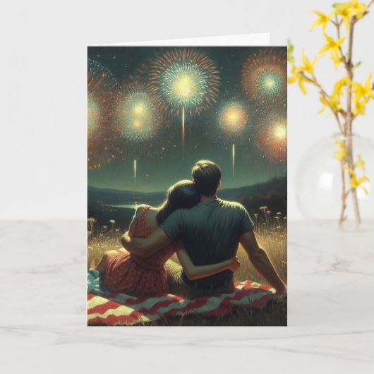 Romantische Vierde van juli Kaart (Gele Bloem)