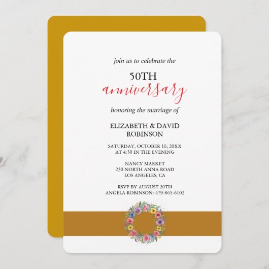 Romantische viering 50ste verjaardag bruiloft kaart (Voorkant / Achterkant)