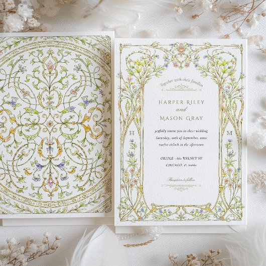  Romantische Vinework Arch Wedding Kaart